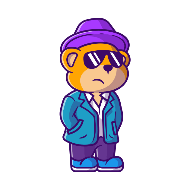 Cute Detective Bear Cartoon Vector Icon Illustration by Catalyst Labs