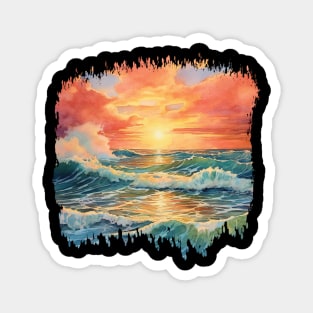 Watercolor Sunset Magnet