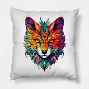 Psychedelic Trippy Fox Face Pillow