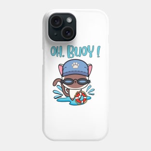 Funny White Cat swimming with a Buoy - Pun Intended Phone Case