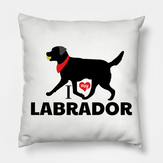 Black Lab Pattern Black Labradors in RED Pillow by JessDesigns