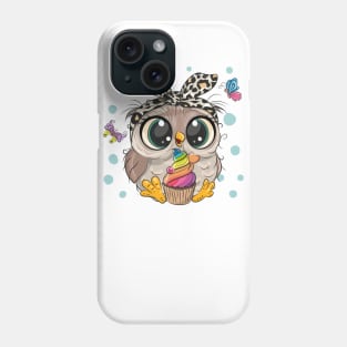 Cute owl with cupcake Phone Case