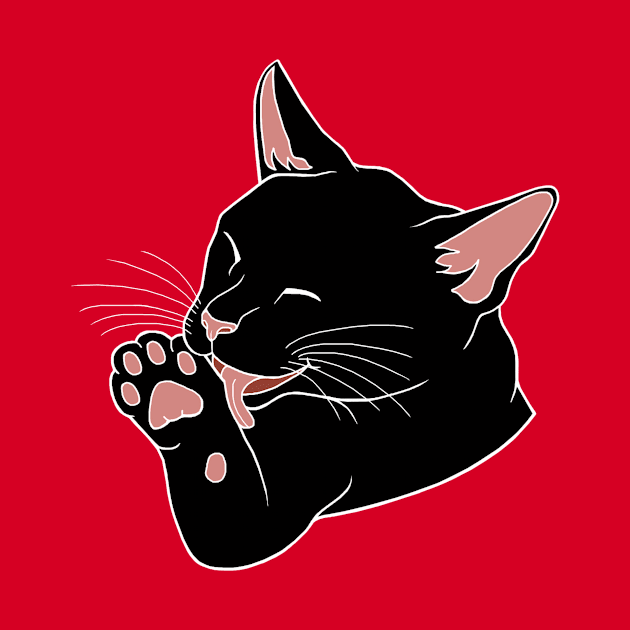 Black Cat Licking their Toe Beans by Art by Deborah Camp