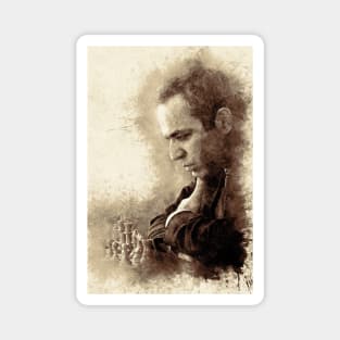 Vintage Garry Kasparov ✪ The Legend ✪  Aesthetic Watercolor Portrait of a chess master Magnet