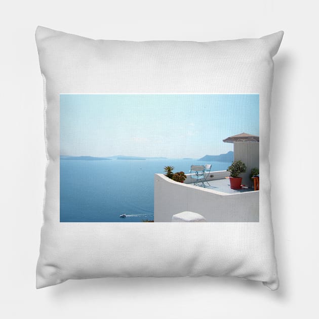 Santorini Caldera from Fira Pillow by tomg