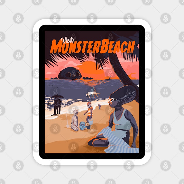 Monster beach summer Magnet by ppmid