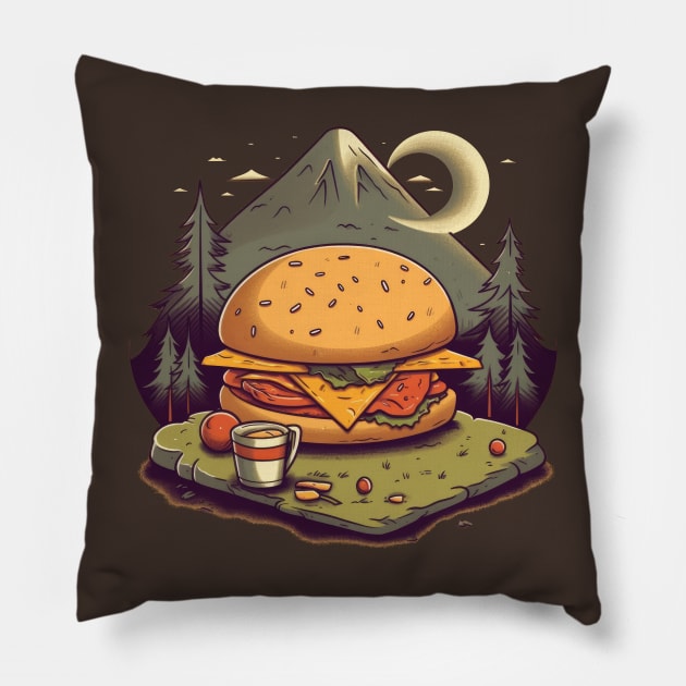 Cheeseburger Campout Pillow by JensenArtCo