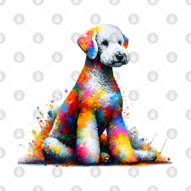 Vibrant Bedlington Terrier Portrait in Colorful Splash Style by ArtRUs