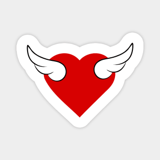 Winged Red Heart 03 White Magnet