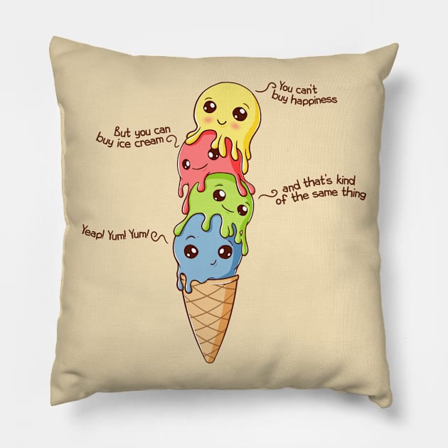 Ice Cream Happiness Pillow by Beka