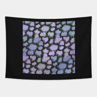 Traditional Japanese Vintage Hydrangea Geometric Floral Pattern in Black and Pastel Tapestry