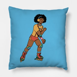 They See Me Rollin' // Funny Retro Rainbow Rollerblading Pillow