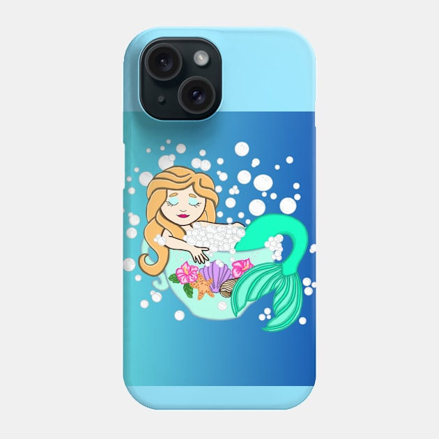 Teacup  Mermaid (blue ombré) Phone Case by Octopus Cafe