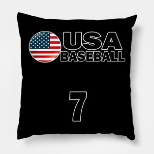 USA Baseball Number 7 T-shirt Design Pillow