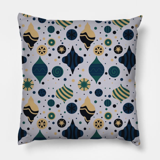 Scattered Ornaments - Art Deco - Minimalist Colorful Holidays Pillow by GenAumonier