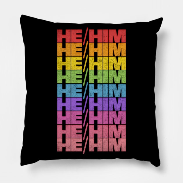 He/Him Pronouns /// Retro Faded Design Pillow by DankFutura