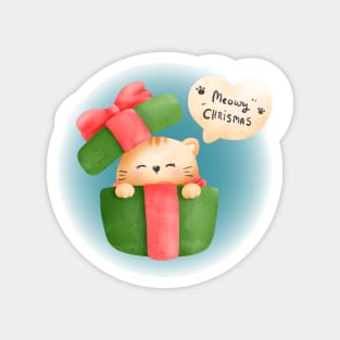 Cute Cat in a Gift Box Magnet