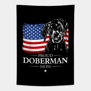 Proud Doberman Mom American Flag patriotic dog Tapestry