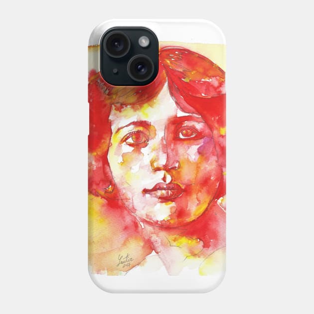 SIMONE WEIL - watercolor portrait .2 Phone Case by lautir