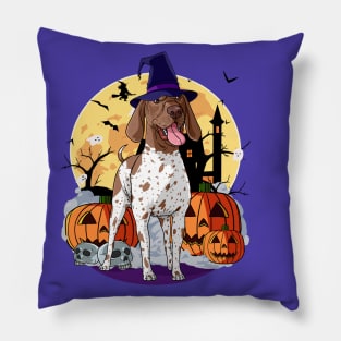 German Shorthaired Pointer Halloween Witch Pumpkin Pillow