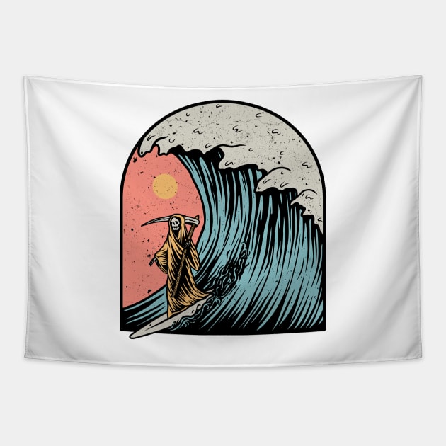 Wave Conqueror Tapestry by quilimo