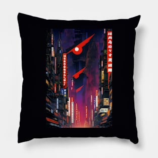 Futuristic Neo Tokyo city Pillow