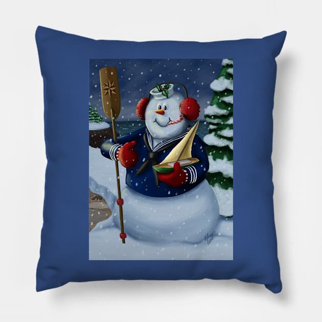 Navy Sailor Snowman Pillow by abbottcartoons