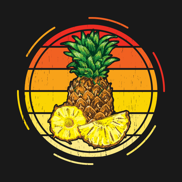 Pineapple Fruit Retro Style Vintage Distressed 70s 80s Gift by CardRingDesign