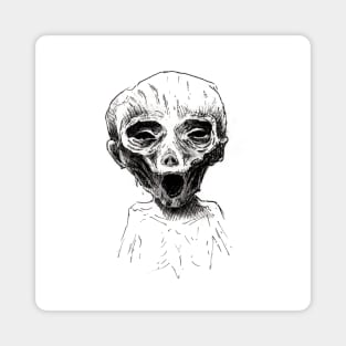 Screaming Child, Ink Illustration creepy mummy Magnet