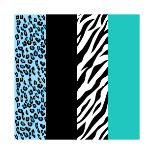 Leopard Print, Zebra Print, Animal Print, Blue T-Shirt