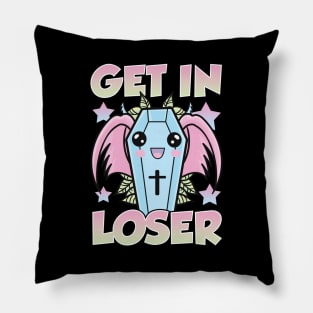 Cute & Funny Get In Loser Kawaii Coffin Anime Goth Pillow