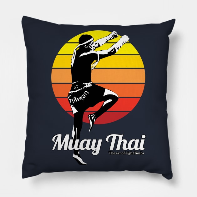 Muay Thai Boran Kickboxing Born to Fight Pillow by KewaleeTee