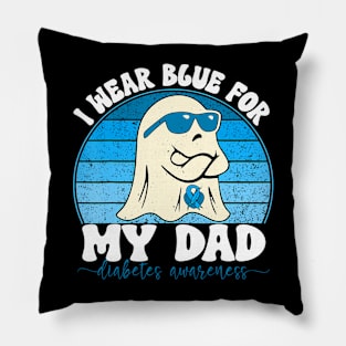 Groovy I Wear Blue For My Dad Diabetes T1D Awareness Pillow