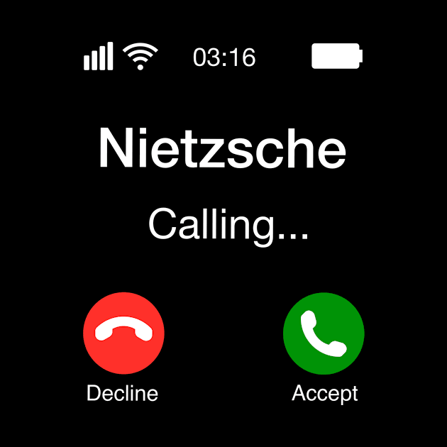 Nietzsche Calling - Funny Philosophy Phone by Upsketch