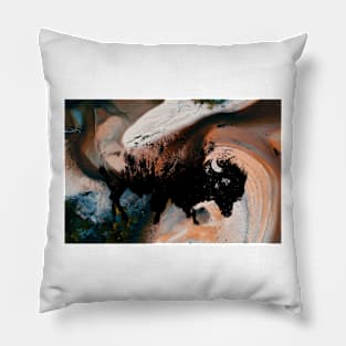 American Bison Stamp Art Painting Earth Pillow