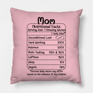 Mom Nutritional Facts (for Light Shirts) Pillow