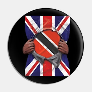 Trinidad And Tobago Flag Great Britain Flag Ripped - Gift for Trinidadian And Tobagoan From Trinidad And Tobago Pin