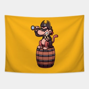 Pirate Monkey Sitting On Barrel Tapestry