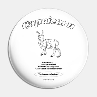 Capricorn Zodiac Design Pin