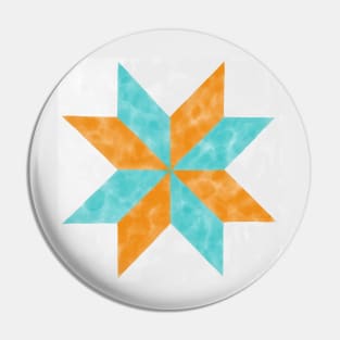 Annie Orange and Teal Quilt Star Watercolor Pin