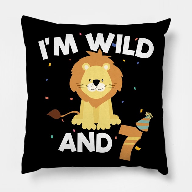 7 Years Old | I'm Wild And 7 | 7th Birthday Pillow by Streetwear KKS