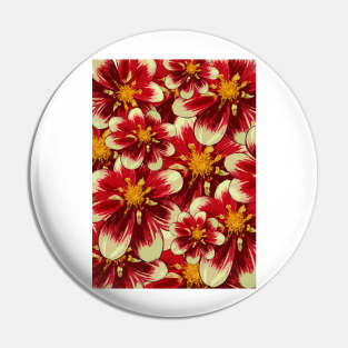 Red Hibiscus Floral Pattern Pin