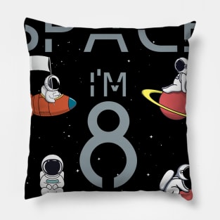 Kids 8 Year Old Outer Space Birthday T Shirt Astronaut 8th Gift Pillow