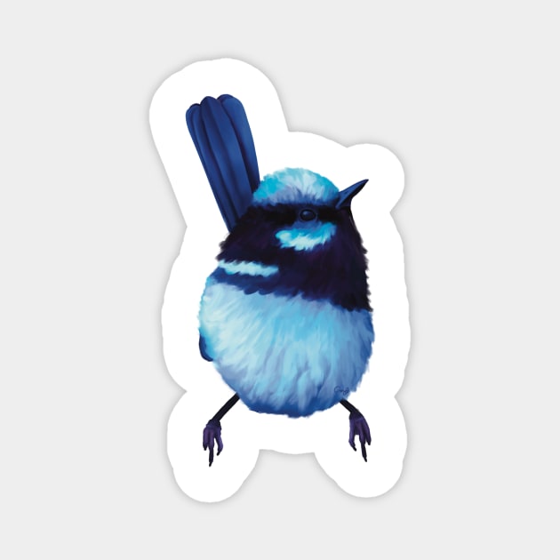 Superb Blue Fairy Wren. Gorgeous little bird showing off his beautiful blue plumage. Unique gift Magnet by PlumpPlumStudio