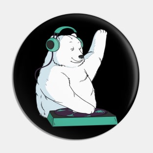 DJ Polar Bear Pin