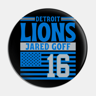 Detroit Lions Goff 16 American Flag Football Pin