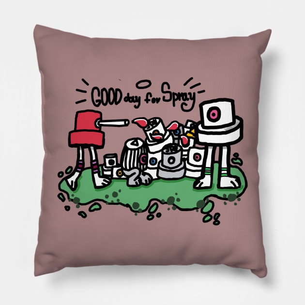 Good day for spray caps Pillow by squeezer79