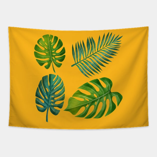 Tropical Leaves Tapestry by Mako Design 