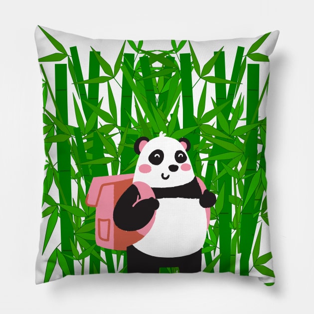 Cute Adventurer Panda Gift Pillow by mschubbybunny