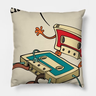 Vintage Cassette Tape and Pencil Joke Pillow